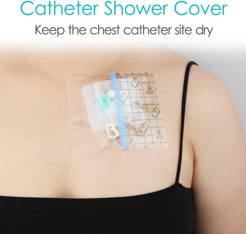 EaseToU 6"x6" Waterproof Dialysis Catheter Shower Cover Chest Port Shield Protector for Central Line G Feeding Tubes Transparent Wound Dressing, Pack of 50 - Image 2